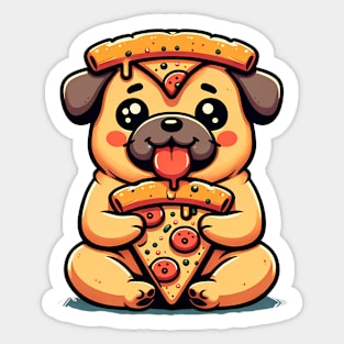 Pug Dog Eating Pizza Sticker